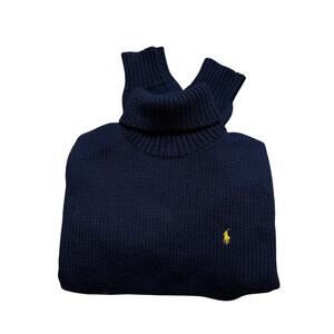 Vintage Polo Ralph Lauren 100% Wool Navy Blue Turtleneck Sweater